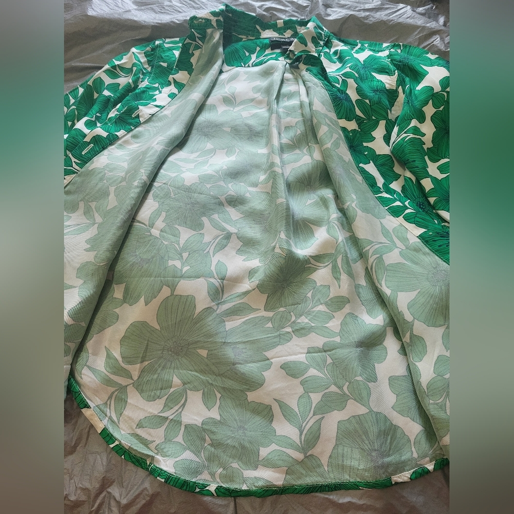 J. Crew Green Floral Cupro-Blend Blouse - Picture 4 of 8
